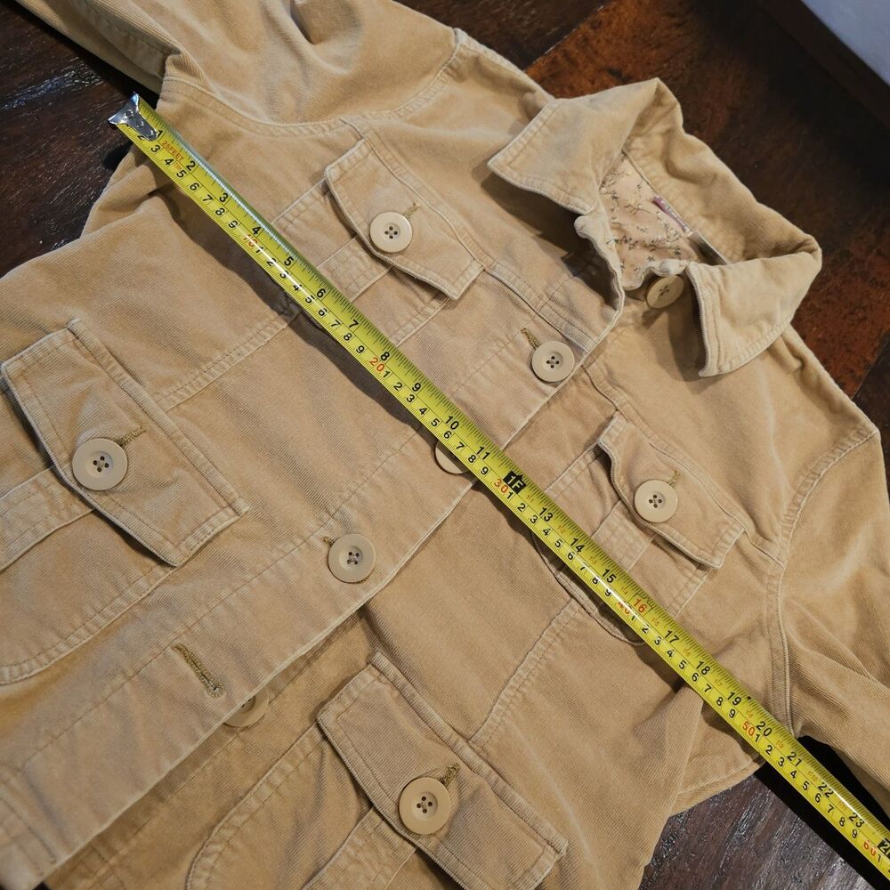 y2k twee corduroy jacket XL tan utility pockets oversized buttons cargo 2010s - Picture 3 of 9